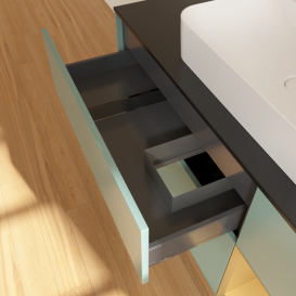 Тумба під раковину Villeroy & Boch Finion 120х50,1 см із підсвічуванням МДФ оливковий матовий лак/скло чорне матове G422HFGM