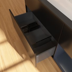 Тумба под раковину Villeroy & Boch Finion 120х50,1 см с подсветкой МДФ черный матовый лак/стекло черное матовое G422HGPD