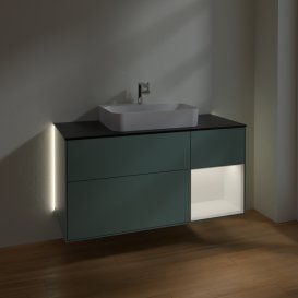 Тумба под раковину Villeroy & Boch Finion 120х50,1 см с подсветкой МДФ оливковый матовый лак/стекло черное матовое G422MTGM