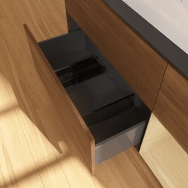 Тумба под раковину Villeroy & Boch Finion 120х50,1 см с подсветкой МДФ шпон грецкого ореха/стекло черное матовое G422PCGN