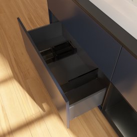 Тумба під раковину Villeroy & Boch Finion 120х50,1 см із підсвічуванням МДФ темно-синій матовий лак/скло чорне матове G422PDHG