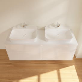 Тумба під раковину Villeroy & Boch Finion 160х50,1 см МДФ білий глянцевий лак/скло біле матове F43100GF