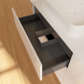 Тумба під раковину Villeroy & Boch Finion 160х50,1 см МДФ білий глянцевий лак/скло біле матове F43100GF