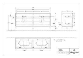 Тумба під раковину Villeroy & Boch Finion 160х50,1 см МДФ білий глянцевий лак/скло біле матове F43100GF