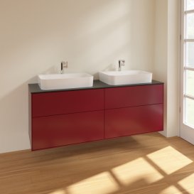 Тумба під раковину Villeroy & Boch Finion 160х50,1 см МДФ півонія матовий лак/скло чорне матове F43200HB