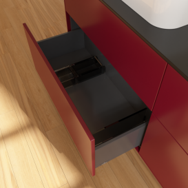 Тумба під раковину Villeroy & Boch Finion 160х50,1 см МДФ півонія матовий лак/скло чорне матове F43200HB