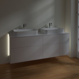 Тумба під раковину Villeroy & Boch Finion 160х50,1 см із підсвічуванням МДФ білий матовий лак/скло біле матове G43100MT