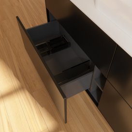 Тумба под раковину Villeroy & Boch Finion 160х50,1 см МДФ черный матовый лак/стекло белое матовое F44100PD