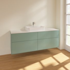 Тумба под раковину Villeroy & Boch Finion 160х50,1 см МДФ оливковый матовый лак/стекло белое матовое F44100GM