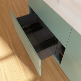 Тумба под раковину Villeroy & Boch Finion 160х50,1 см МДФ оливковый матовый лак/стекло белое матовое F44100GM