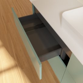 Тумба под раковину Villeroy & Boch Finion 160х50,1 см МДФ оливковый матовый лак/стекло белое матовое F44100GM