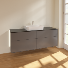 Тумба під раковину Villeroy & Boch Finion 160х50,1 см із підсвічуванням МДФ антрацит матовий лак/скло чорне матове G44200GK