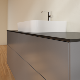 Тумба під раковину Villeroy & Boch Finion 160х50,1 см із підсвічуванням МДФ антрацит матовий лак/скло чорне матове G44200GK