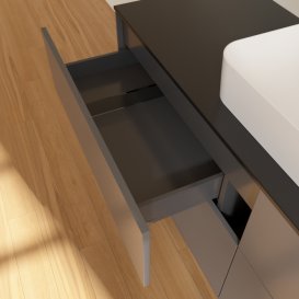 Тумба під раковину Villeroy & Boch Finion 160х50,1 см із підсвічуванням МДФ антрацит матовий лак/скло чорне матове G44200GK