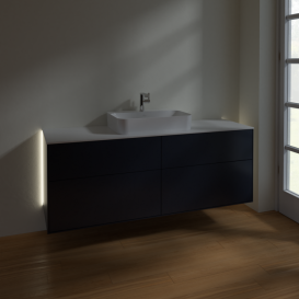 Тумба под раковину Villeroy & Boch Finion 160х50,1 см с подсветкой МДФ темно-синий матовый лак/стекло белое матовое G44100HG