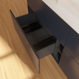 Тумба под раковину Villeroy & Boch Finion 160х50,1 см с подсветкой МДФ темно-синий матовый лак/стекло белое матовое G44100HG