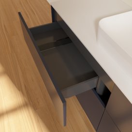 Тумба под раковину Villeroy & Boch Finion 160х50,1 см с подсветкой МДФ темно-синий матовый лак/стекло белое матовое G44100HG