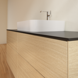 Тумба під раковину Villeroy & Boch Finion 160х50,1 см із підсвічуванням МДФ шпон дуба/скло чорне матове G44200PC