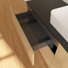 Тумба під раковину Villeroy & Boch Finion 160х50,1 см із підсвічуванням МДФ шпон дуба/скло чорне матове G44200PC