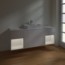 Тумба под раковину Villeroy & Boch Finion 160х50,1 см с подсветкой МДФ белый матовый лак/стекло белое матовое F451GFMT