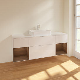 Тумба под раковину Villeroy & Boch Finion 160х50,1 см с подсветкой МДФ глянцевый белый лак/стекло белое матовое F451GNGF