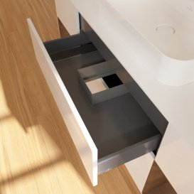 Тумба под раковину Villeroy & Boch Finion 160х50,1 см с подсветкой МДФ глянцевый белый лак/стекло белое матовое F451GNGF