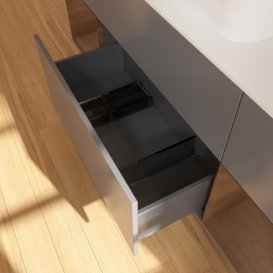 Тумба под раковину Villeroy & Boch Finion 160х50,1 см с подсветкой МДФ антрацит матовый лак/стекло белое матовое F451GNGK