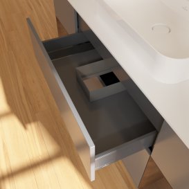 Тумба под раковину Villeroy & Boch Finion 160х50,1 см с подсветкой МДФ антрацит матовый лак/стекло белое матовое F451GNGK