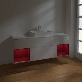 Тумба под раковину Villeroy & Boch Finion 160х50,1 см с подсветкой МДФ глянцевый белый лак/стекло белое матовое F451HBGF