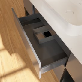 Тумба під раковину Villeroy & Boch Finion 160х50,1 см із підсвічуванням МДФ антрацит матовий лак/скло біле матове F451PDGK