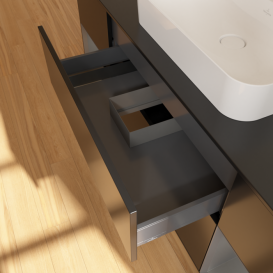 Тумба под раковину Villeroy & Boch Finion 160х50,1 см с подсветкой МДФ черный матовый лак/стекло черное матовое F452GKPD