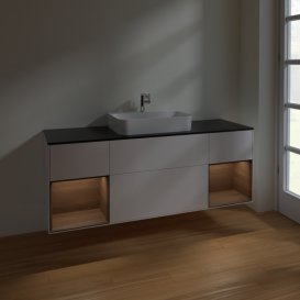 Тумба під раковину Villeroy & Boch Finion 160х50,1 см із підсвічуванням МДФ білий матовий лак/скло біле матове F452GNMT