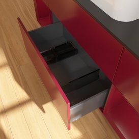 Тумба под раковину Villeroy & Boch Finion 160х50,1 см с подсветкой МДФ пион матовый лак/стекло черное матовое F452HBHB