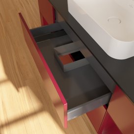 Тумба под раковину Villeroy & Boch Finion 160х50,1 см с подсветкой МДФ пион матовый лак/стекло черное матовое F452HBHB