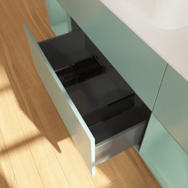 Тумба під раковину Villeroy & Boch Finion 160х50,1 см із підсвічуванням МДФ оливковий матовий лак/скло біле матове F451GMGM