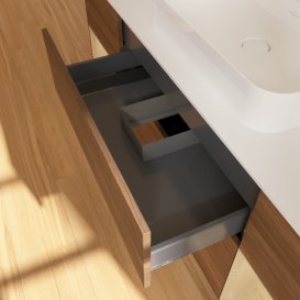 Тумба під раковину Villeroy & Boch Finion 160х50,1 см із підсвічуванням МДФ шпон волоського горіха/скло біле матове F451PCGN