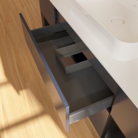 Тумба під раковину Villeroy & Boch Finion 160х50,1 см із підсвічуванням МДФ темно-синій матовий лак/скло біле матове F451PDHG