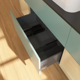 Тумба под раковину Villeroy & Boch Finion 160х50,1 см с подсветкой МДФ оливковый матовый лак/стекло черное матовое F452PCGM