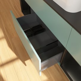 Тумба под раковину Villeroy & Boch Finion 160х50,1 см с подсветкой МДФ оливковый матовый лак/стекло черное матовое F452PDGM