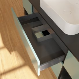 Тумба под раковину Villeroy & Boch Finion 160х50,1 см с подсветкой МДФ оливковый матовый лак/стекло черное матовое F452PDGM