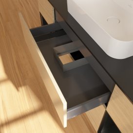 Тумба под раковину Villeroy & Boch Finion 160х50,1 см с подсветкой МДФ шпон дуба/стекло черное матовое F452PDPC