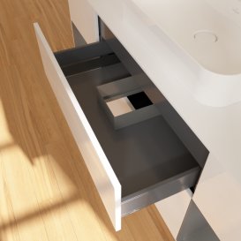 Тумба під раковину Villeroy & Boch Finion 160х50,1 см з підсвіткою МДФ білий глянцевий лак/скло біле матове G451GKGF