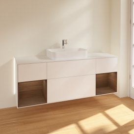 Тумба під раковину Villeroy & Boch Finion 160х50,1 см із підсвічуванням МДФ білий матовий лак/скло біле матове G451GNMT