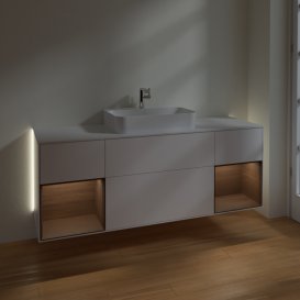 Тумба під раковину Villeroy & Boch Finion 160х50,1 см із підсвічуванням МДФ білий матовий лак/скло біле матове G451GNMT