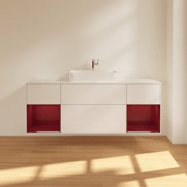 Тумба під раковину Villeroy & Boch Finion 160х50,1 см з підсвіткою МДФ білий глянцевий лак/скло біле матове G451HBGF