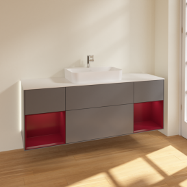 Тумба под раковину Villeroy & Boch Finion 160х50,1 см с подсветкой МДФ антрацит матовый лак/стекло белое матовое G451HBGK