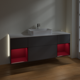 Тумба под раковину Villeroy & Boch Finion 160х50,1 см с подсветкой МДФ антрацит матовый лак/стекло белое матовое G451HBGK