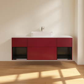 Тумба под раковину Villeroy & Boch Finion 160х50,1 см с подсветкой МДФ пион матовый лак/стекло белое матовое G451PDHB