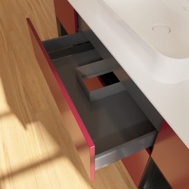 Тумба под раковину Villeroy & Boch Finion 160х50,1 см с подсветкой МДФ пион матовый лак/стекло белое матовое G451PDHB