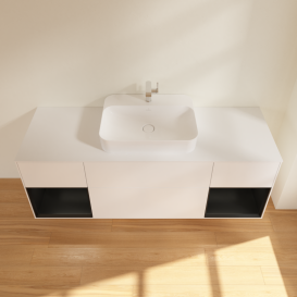 Тумба под раковину Villeroy & Boch Finion 160х50,1 см с подсветкой МДФ белый матовый лак/стекло белое матовое G451PDMT